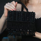 Rajwada Black Embellished Clutch With Tassels For Women