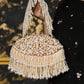 Rajwada White Embroidered Clutch With Tassels For Women