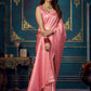 Rajwada - Pink Silk Blend Woven Saree with Unstitched Blouse
