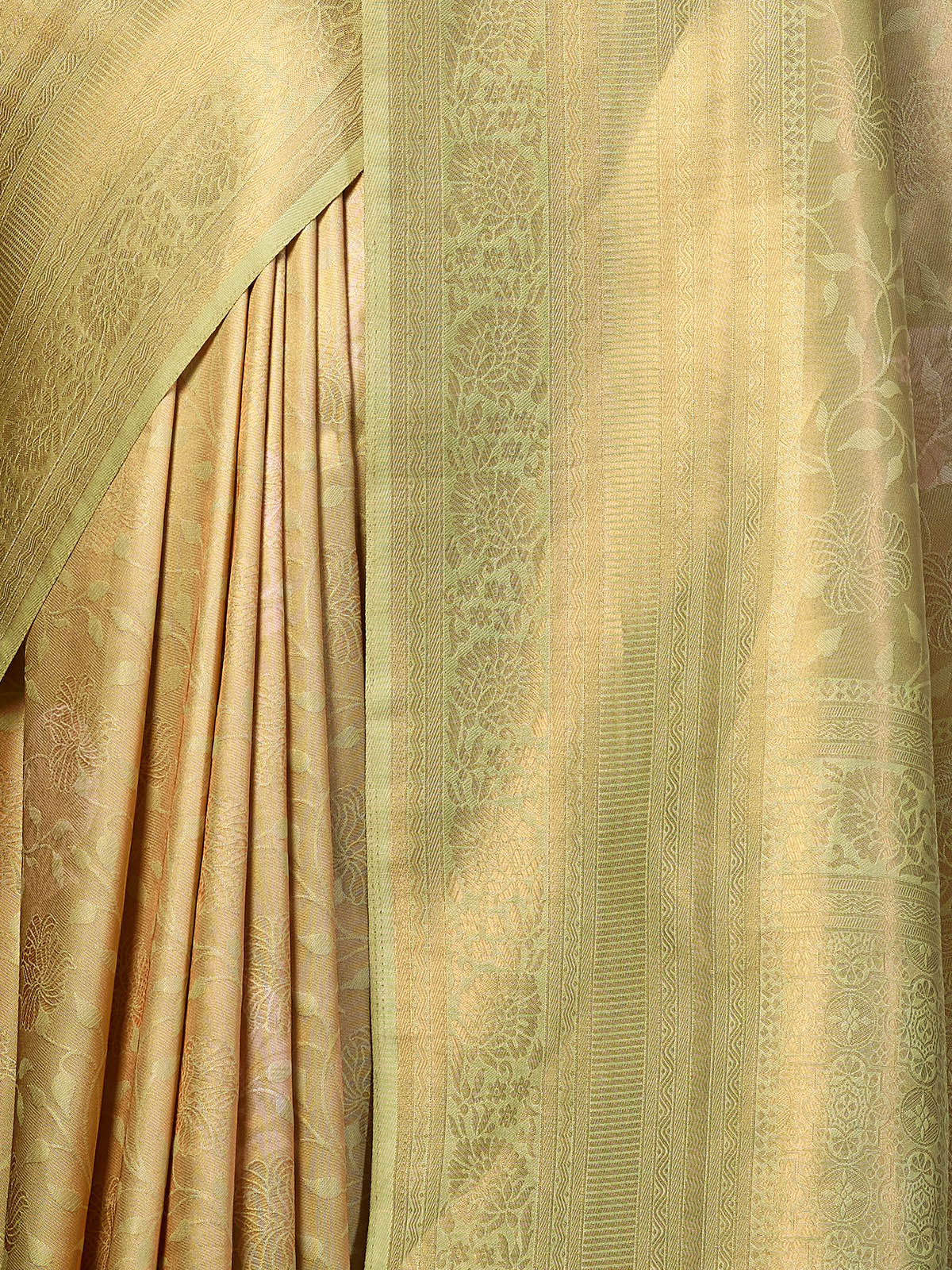 Rajwada - Light Green Silk Blend Woven Saree with Unstitched Blouse