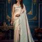 Rajwada - Off White Silk Blend Woven Saree with Unstitched Blouse