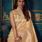 Rajwada - Beige Silk Blend Woven Saree with Unstitched Blouse