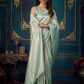 Rajwada - Sea Green Silk Blend Woven Saree with Unstitched Blouse