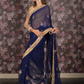 Rajwada Dark Blue Embroidered Chiffon Saree for Women