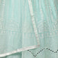 Rajwada Sea Green Mirror Embroidered Stitched Net Lehenga with Stitched Blouse for Women