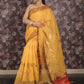 Rajwada Yellow Woven Cotton Silk Blend Saree With Unstitched Blouse For Women