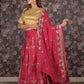 Rajwada Magenta Sequins Embroidered Semi-Stitched Georgette Lehenga with Unstitched Blouse for Women