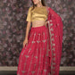 Rajwada Magenta Sequins Embroidered Semi-Stitched Georgette Lehenga with Unstitched Blouse for Women