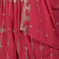 Rajwada Magenta Sequins Embroidered Semi-Stitched Georgette Lehenga with Unstitched Blouse for Women