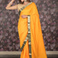 Rajwada Yellow Woven Silk Blend Saree With Unstitched Blouse For Women