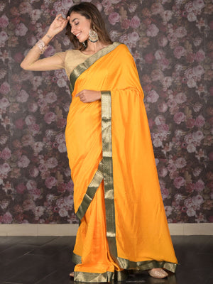 Rajwada Yellow Woven Silk Blend Saree With Unstitched Blouse For Women
