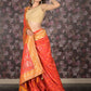Rajwada Red Woven Heavy Silk Blend Saree With Unstitched Blouse For Women