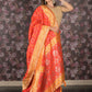 Rajwada Red Woven Heavy Silk Blend Saree With Unstitched Blouse For Women