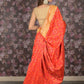Rajwada Red Woven Heavy Silk Blend Saree With Unstitched Blouse For Women
