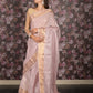 Rajwada Lilac Cotton Blend Woven Saree Without Blouse for Women
