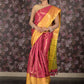 Rajwada Magenta Silk Blend Woven Saree with Unstitched Blouse for Women