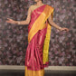 Rajwada Magenta Silk Blend Woven Saree with Unstitched Blouse for Women