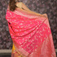 Rajwada Pink Silk Blend Embroidered Woven Saree with Unstitched Blouse for Women