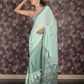 Rajwada Sea Green Embellished Lycra Saree with Unstitched Blouse for Women