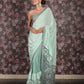 Rajwada Sea Green Embellished Lycra Saree with Unstitched Blouse for Women