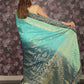 Rajwada Teal Embroidered Silk Blend Saree with Unstitched Blouse for Women