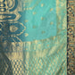Rajwada Teal Embroidered Silk Blend Saree with Unstitched Blouse for Women