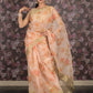 Rajwada Off White Printed Organza Saree