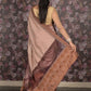 Rajwada Beige Woven Cotton Silk Blend Saree With Unstitched Blouse For Women