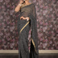 Rajwada Black Bandhani Printed Embroidered Saree with Unstitched Blouse for Women