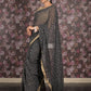 Rajwada Black Bandhani Printed Embroidered Saree with Unstitched Blouse for Women
