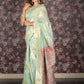 Rajwada Sea Green Floral Woven Cotton Blend Saree with Unstitched Blouse for Women