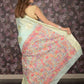 Rajwada Sea Green Floral Woven Cotton Blend Saree with Unstitched Blouse for Women