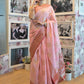 Rajwada Pink Cotton Blend Woven Saree with Unstitched Blouse for Women
