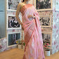 Rajwada Pink Cotton Blend Woven Saree with Unstitched Blouse for Women