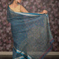 Rajwada Teal Printed Polyester Saree With Unstitched Blouse For Women