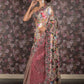 Rajwada Beige Shimmer Floral Printed Embellished Lycra Saree with Unstitched Blouse for Women