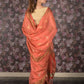 Rajwada Peach Woven Cotton Silk Blend Saree With Unstitched Blouse For Women