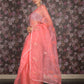 Rajwada Pink Organza Embroidered Saree With Unstitched Blouse For Women