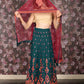 Rajwada Dark Green Sequins Embroidered Georgette Semi-Stitched Lehenga with Unstitched Blouse for Women