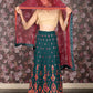 Rajwada Dark Green Sequins Embroidered Georgette Semi-Stitched Lehenga with Unstitched Blouse for Women