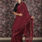 Rajwada Maroon Sequins Embroidered Lycra and Net Saree with Unstitched Blouse for Women