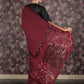 Rajwada Maroon Sequins Embroidered Lycra and Net Saree with Unstitched Blouse for Women