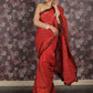Rajwada Red Ruffled Georgette Saree With Unstitched Blouse For Women