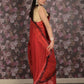 Rajwada Red Ruffled Georgette Saree With Unstitched Blouse For Women