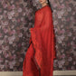Rajwada Red Ruffled Georgette Saree With Unstitched Blouse For Women