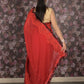 Rajwada Red Ruffled Georgette Saree With Unstitched Blouse For Women