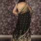 Rajwada Black Gold Thread Embroidered Semi-Stitched Polyester Lehenga with Unstitched Blouse for Women