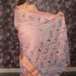 Rajwada Peach Floral Printed Cotton Blend Saree with Unstitched Blouse for Women