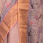 Rajwada Peach Floral Printed Cotton Blend Saree with Unstitched Blouse for Women