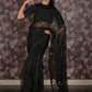Rajwada Black Net Embroidered Saree With Unstitched Blouse For Women